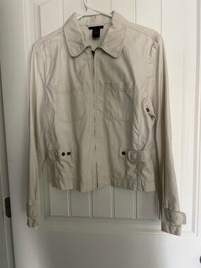 The Limited Light Beige Zip-Front Utility Jacket